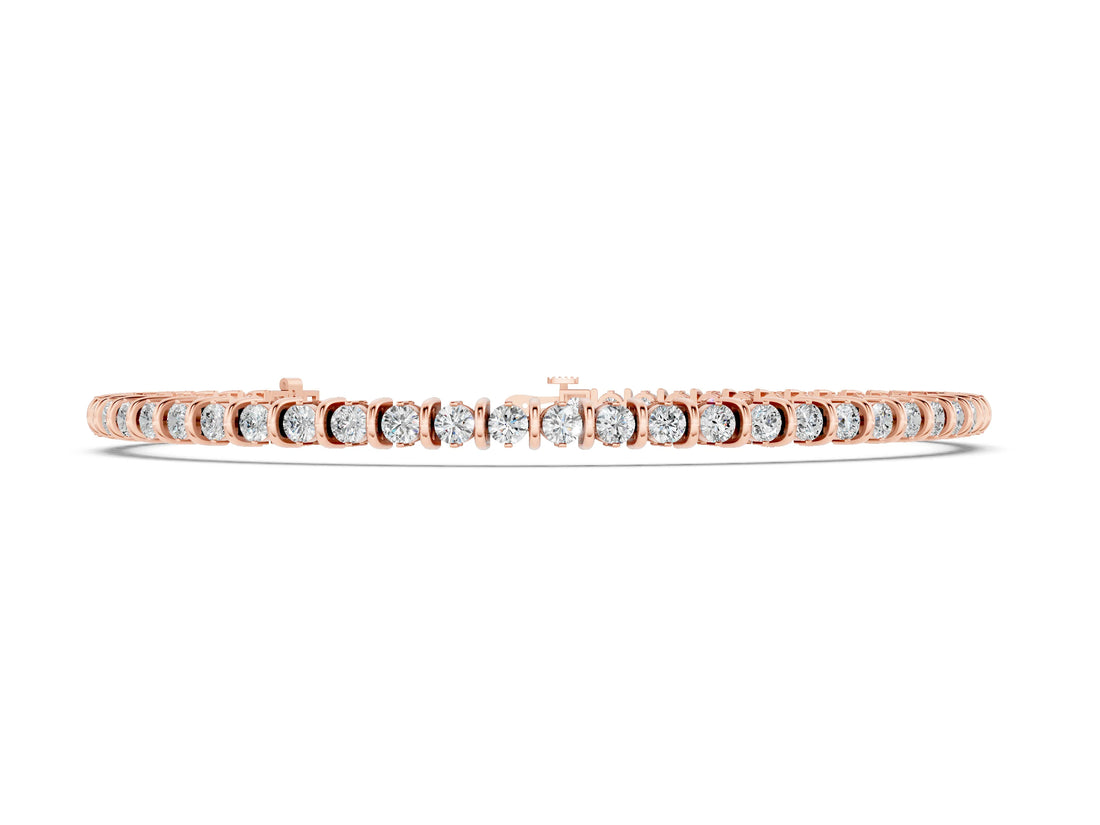Rose gold Round Diamond Tennis Bracelet with Channel Setting and Box Clasp_2