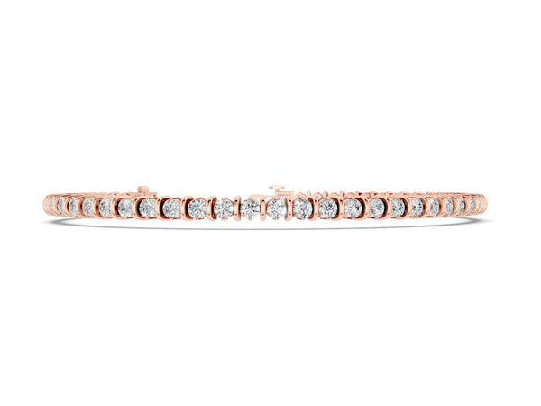 Rose gold Round Diamond Tennis Bracelet with Channel Setting and Box Clasp