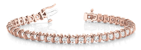 Rose gold Round Diamond Tennis Bracelet with Channel Setting and Box Clasp