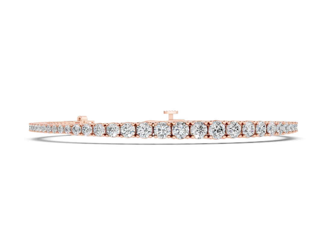 Rose gold Round Diamond Tennis Bracelet with Four-Prong Setting on a White Gold Band_2