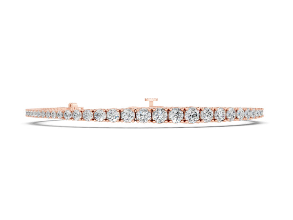 Rose gold Round Diamond Tennis Bracelet with Four-Prong Setting on a White Gold Band