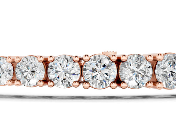 Rose gold Round Diamond Tennis Bracelet with Four-Prong Setting on a White Gold Band