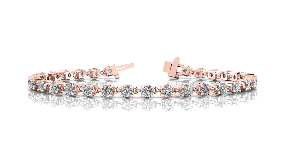 Rose gold Round Diamond Tennis Bracelet with Four-Prong Setting