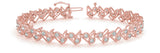 Rose gold Round Diamond Tennis Bracelet with Geometric Link Band and Four-Prong Setting
