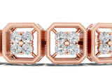 Rose gold Round Diamond Tennis Bracelet with Milgrain Bezel Setting_5