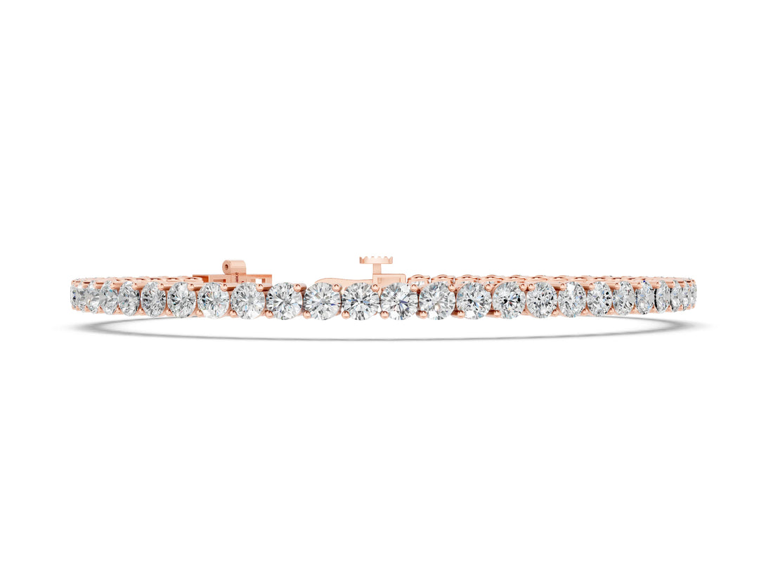 Rose gold Round Diamond Tennis Bracelet with Prong Setting and Box Clasp_2