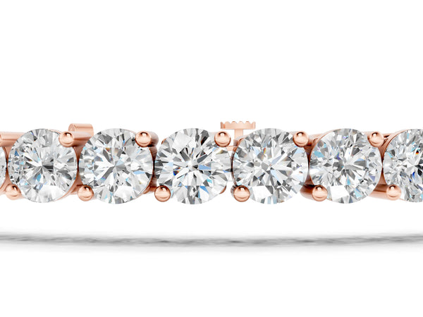 Rose gold Round Diamond Tennis Bracelet with Prong Setting and Box Clasp