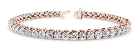 Rose gold Round Diamond Tennis Bracelet with Prong Setting and Box Clasp
