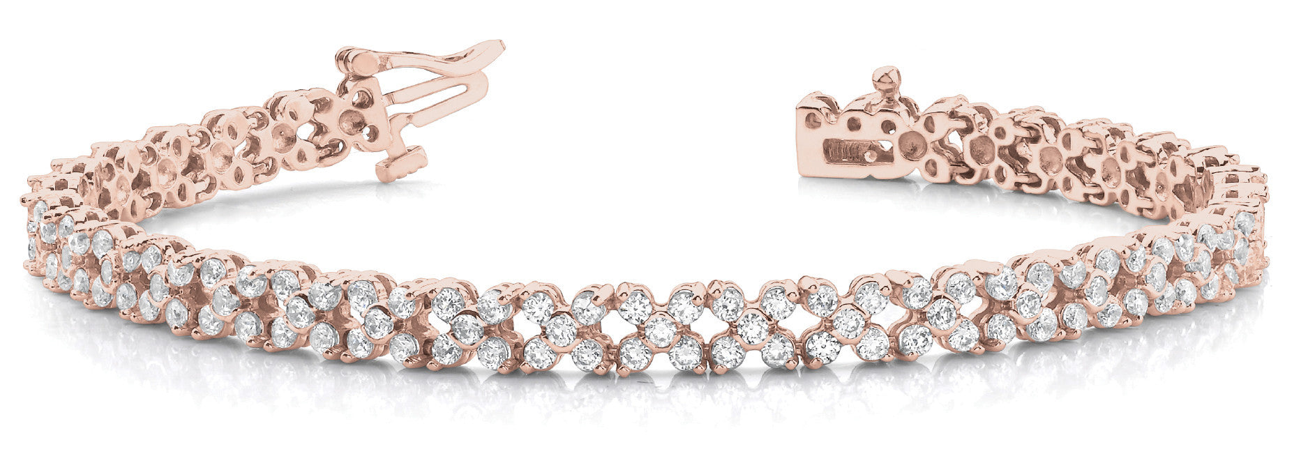 Rose gold Round Diamond Tennis Bracelet with Prong Setting and Link Band