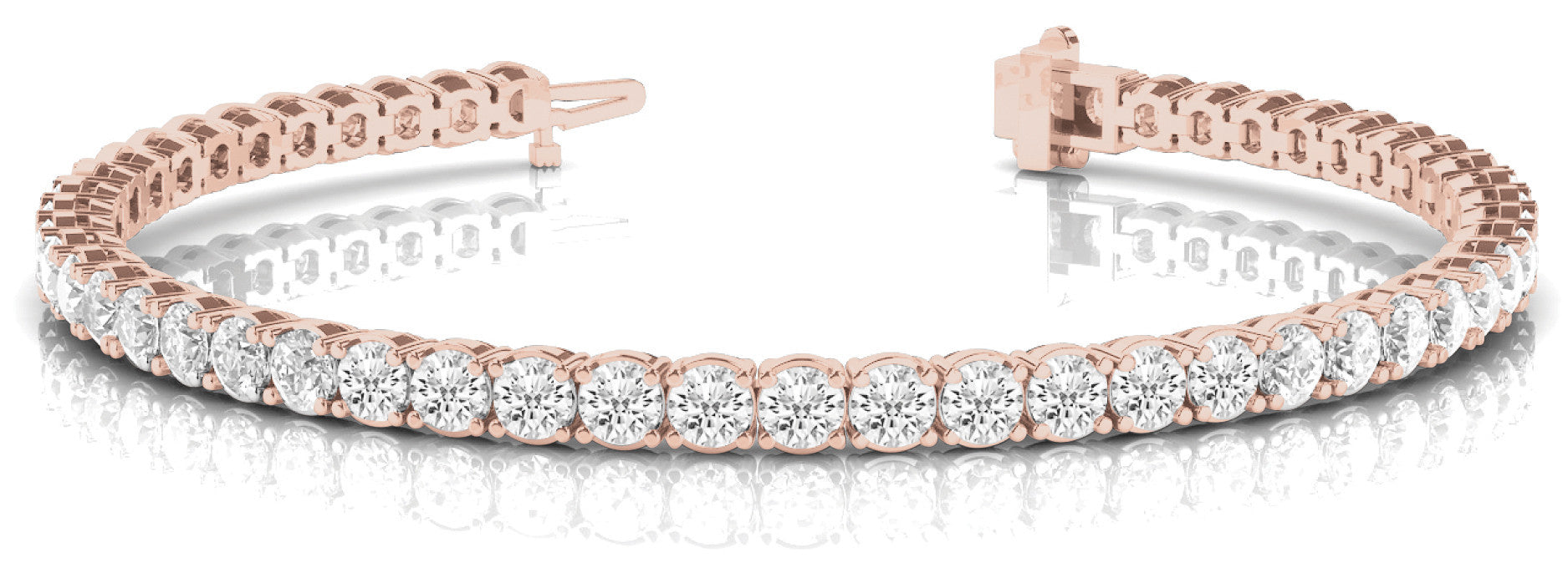 Rose gold Round Diamond Tennis Bracelet with Prong Setting in White Gold