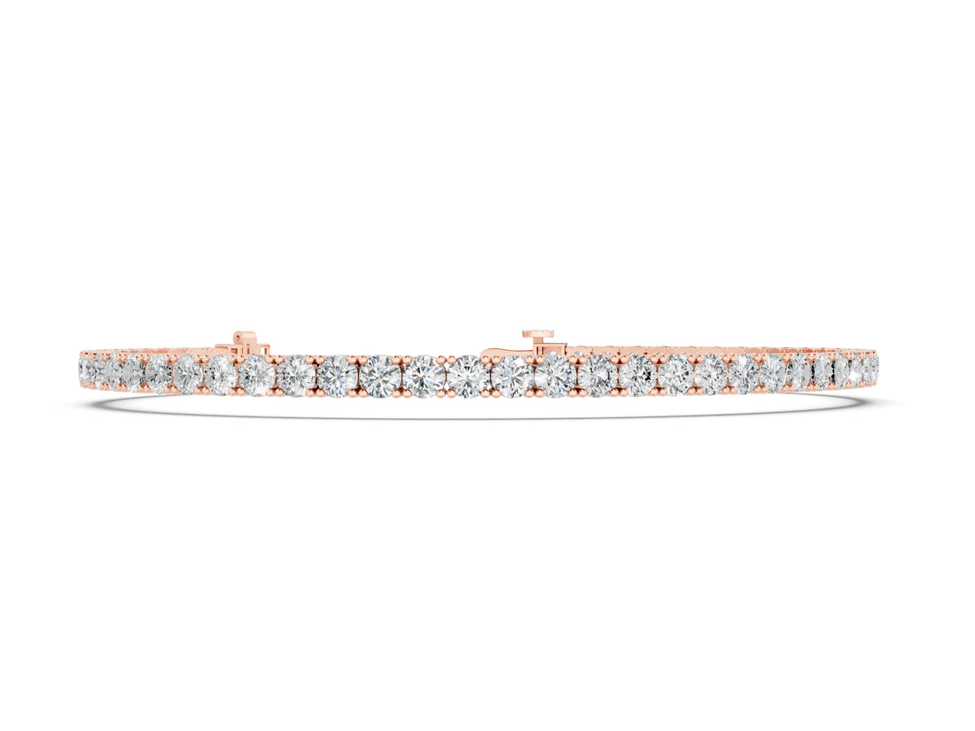 Rose gold Round Diamond Tennis Bracelet with Prong Setting in White Gold_2