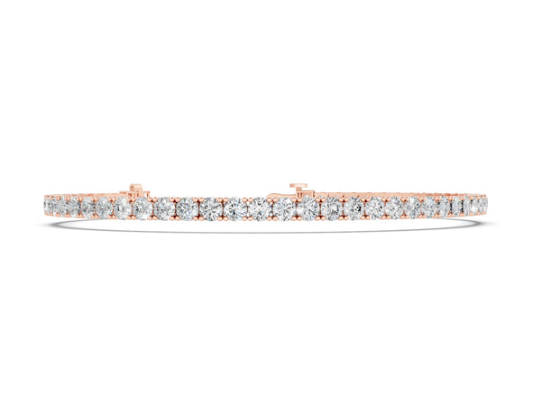 Rose gold Round Diamond Tennis Bracelet with Prong Setting in White Gold