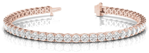 Rose gold Round Diamond Tennis Bracelet with Prong Setting in White Gold