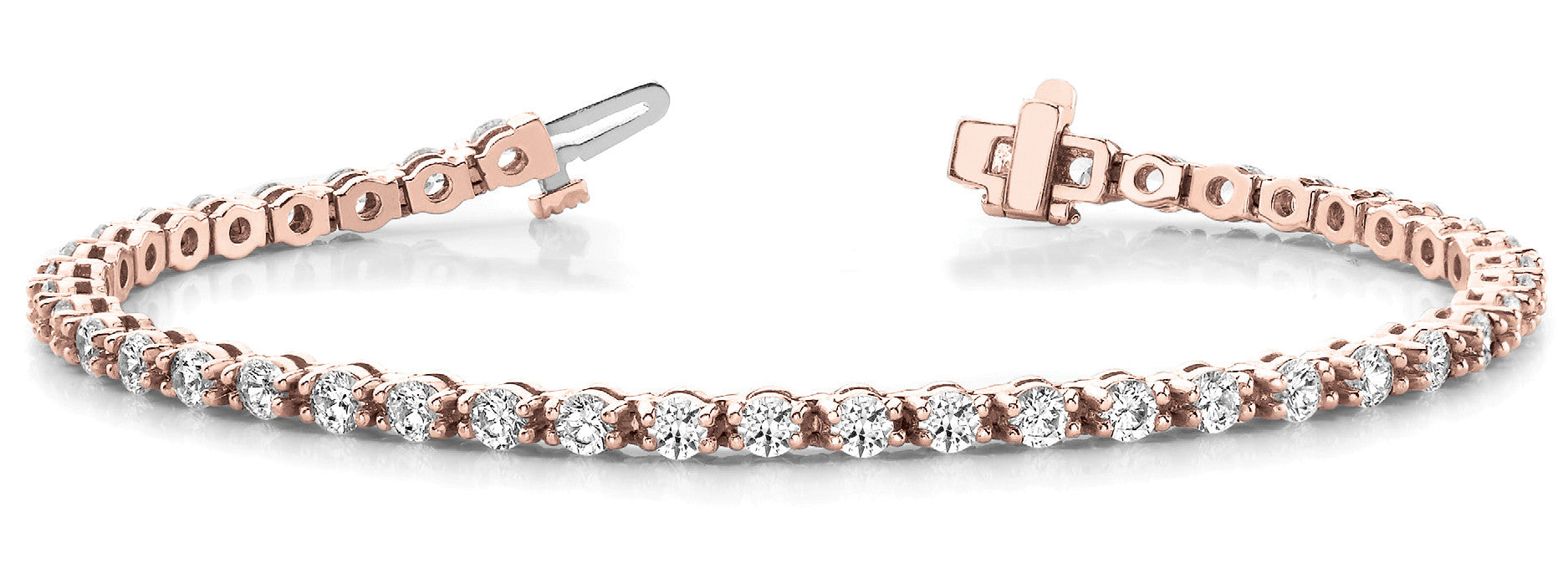 Rose gold Round Diamond Tennis Bracelet with Prong Setting on a Link Band