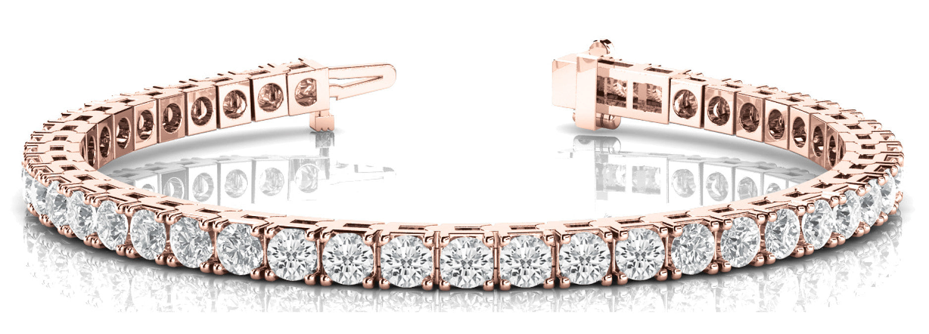 Rose gold Round Diamond Tennis Bracelet with Prong Setting