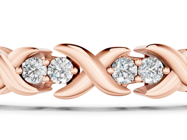 Rose gold Round Diamond Tennis Bracelet with X-Link Band and Prong Setting