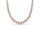 Rose gold Round Diamond Tennis Necklace with Bezel Setting and Prong Setting