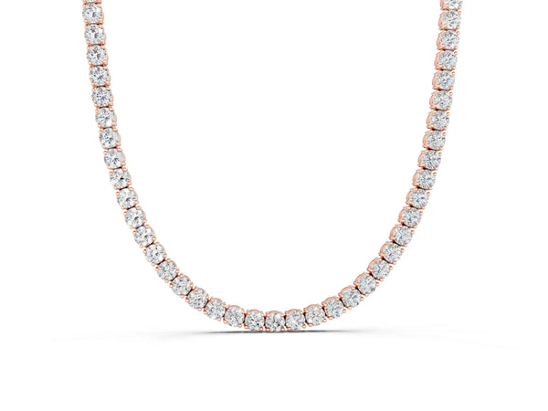 Rose gold Round Diamond Tennis Necklace with Four-Prong Setting
