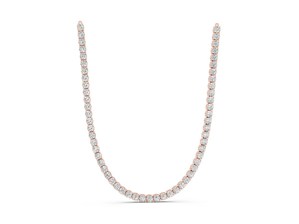 Rose gold Round Diamond Tennis Necklace with Four-Prong Setting