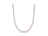 10K Rose Gold 20.98 Carat E VS Round Diamond Tennis Necklace with Four-Prong Setting