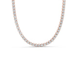 10K Rose Gold 4.96 Carat E VS Round Diamond Tennis Necklace with Four-Prong Setting