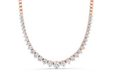 Rose gold Round Diamond Tennis Necklace with Graduated Prong Setting