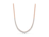 Rose gold Round Diamond Tennis Necklace with Graduated Prong Setting_1