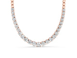 Rose gold Round Diamond Tennis Necklace with Prong Setting and Bead Chain