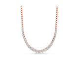 Rose gold Round Diamond Tennis Necklace with Prong Setting and Bead Chain_25