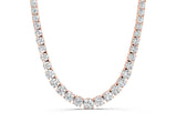 Rose gold Round Diamond Tennis Necklace with Prong Setting