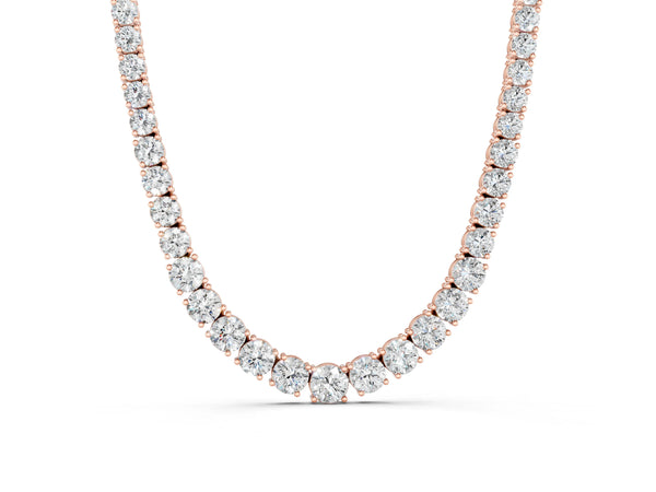 Rose gold Round Diamond Tennis Necklace with Prong Setting