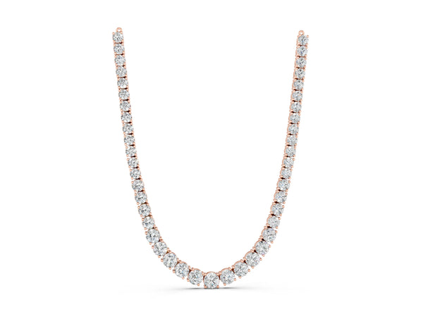 Rose gold Round Diamond Tennis Necklace with Prong Setting