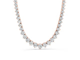 Rose gold Round Diamond Tennis Necklace with Three-Prong Setting
