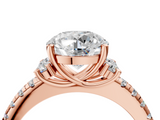 Rose gold Round Diamond Three-Stone Pave Band with Four-Prong Setting_36