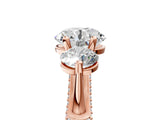 Rose gold Round Diamond Three-Stone Ring with Prong Setting and Pavé Band_11