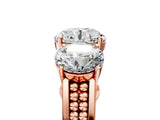 Rose gold Round Diamond Three-Stone Ring with Prong Setting and Textured Band_11
