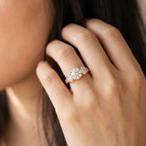 Rose gold Round Diamond Three-Stone Ring with Prong Setting and Textured Band_20