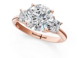 Rose gold Round Diamond Three-Stone Ring with Trapezoid Side Stones and Prong Setting_34