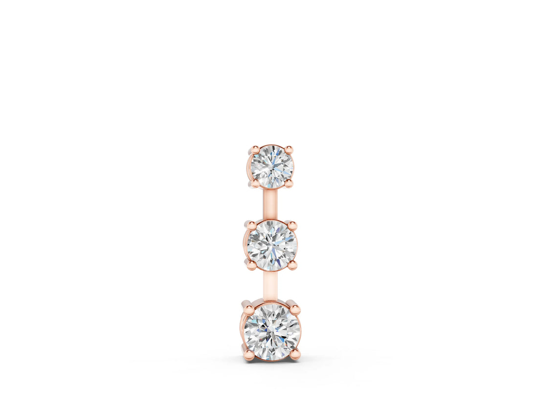 Rose gold Round Diamond Triple Bar Pendant with Four-Prong Setting_6