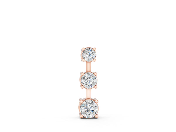 Rose gold Round Diamond Triple Bar Pendant with Four-Prong Setting