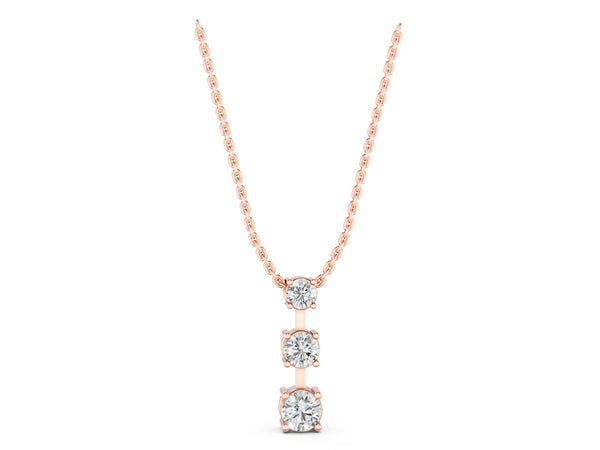 Rose gold Round Diamond Triple Bar Pendant with Four-Prong Setting