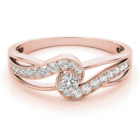 Rose gold Round Diamond Twist Band with Pavé Setting 1