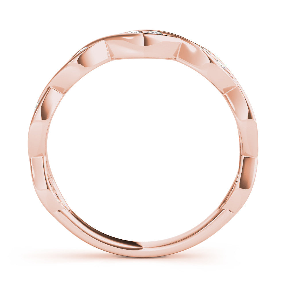Rose gold Round Diamond Twist Eternity Band with Bezel Setting 1