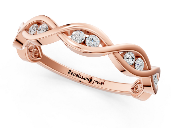 Rose gold Round Diamond Twist Eternity Band with Bezel Setting
