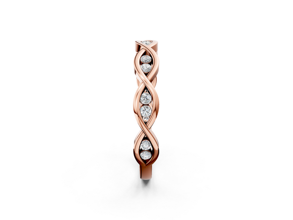 Rose gold Round Diamond Twist Eternity Band with Bezel Setting