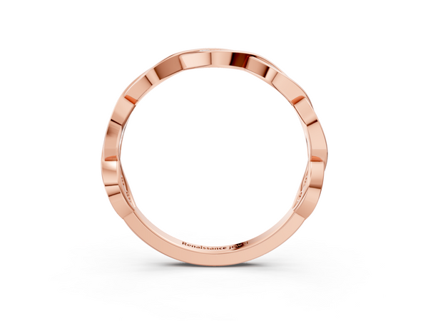 Rose gold Round Diamond Twist Eternity Band with Bezel Setting