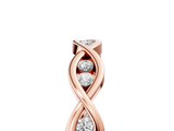 Rose gold Round Diamond Twist Eternity Band with Bezel Setting_9