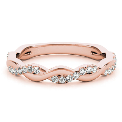 Rose gold Round Diamond Twist Eternity Band with Pavé Setting 1