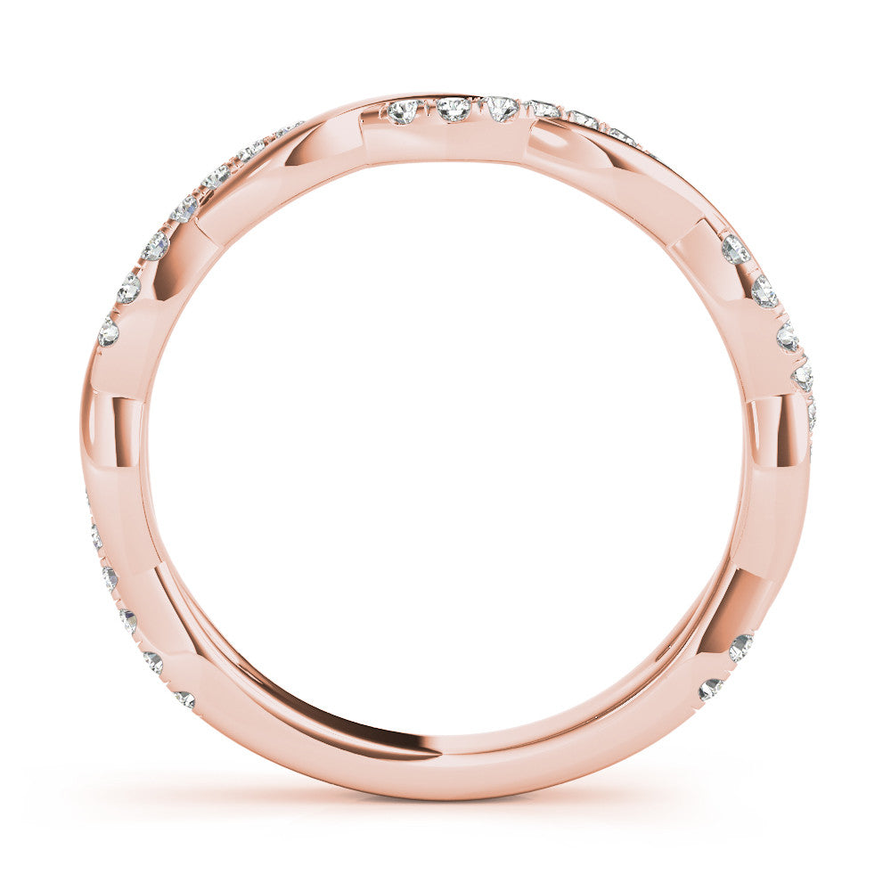 Rose gold Round Diamond Twist Eternity Band with Pavé Setting 2