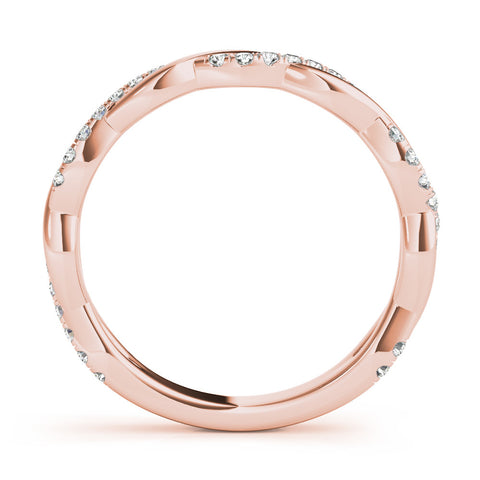 Rose gold Round Diamond Twist Eternity Band with Pavé Setting 2